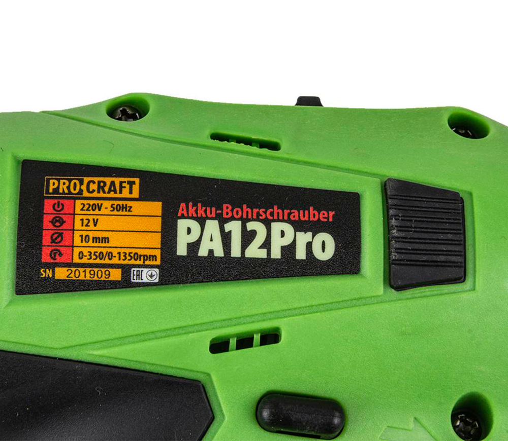 Шуруповёрт аккумуляторный ProCraft PA12PRO DFR 12В 2Ач photo 2