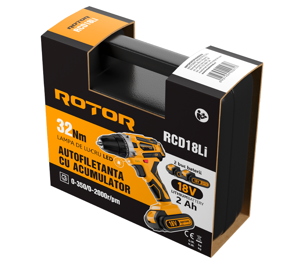 Шуруповёрт аккумуляторный ROTOR RCD18Li 18В 2Ач photo 3