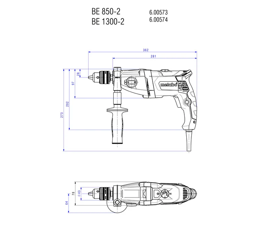 Mașină de găurit METABO BE 850-2 850w photo 3