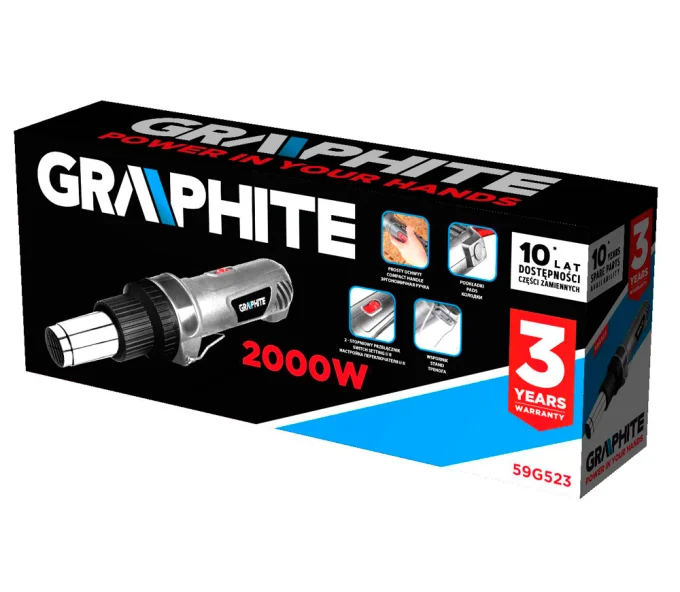 Фен строительный GRAPHITE 59G523 2000вт 550°C-7
