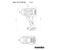 Mașină de înșurubat cu impact fără fir (fără bat) METABO SSW 18 LTX 800 BL 1200Nm-6