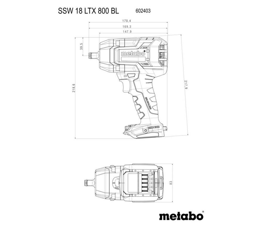 Гайковерт аккумуляторный (без АКБ) METABO SSW 18 LTX 800 BL 1200Нм photo 4