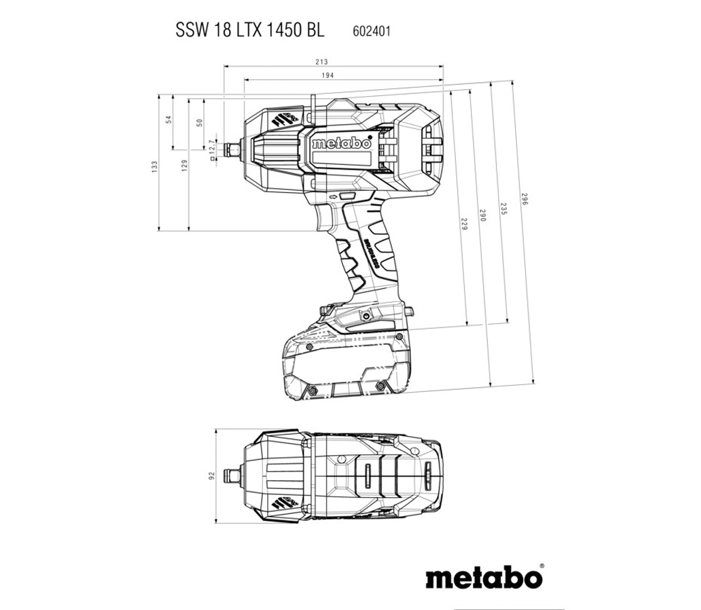 Mașină de înșurubat cu impact cu acumulator (fără bat) METABO SSW 18 LTX 1450 BL 1450Nm photo 3