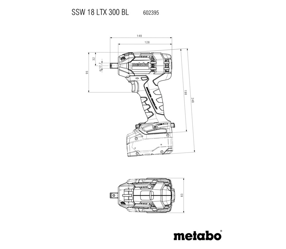 Mașină de înșurubat cu impact cu acumulator (fără bat) METABO SSW 18 LTX 300 BL 300Nm photo 3