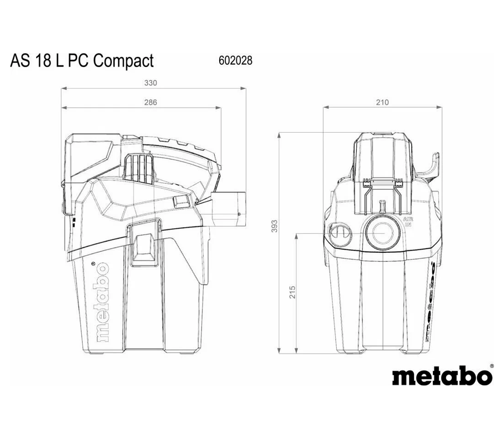 Aspirator industrial fără fir (fără bat) METABO AS 18 HEPA PC 120mbar 6L photo 1