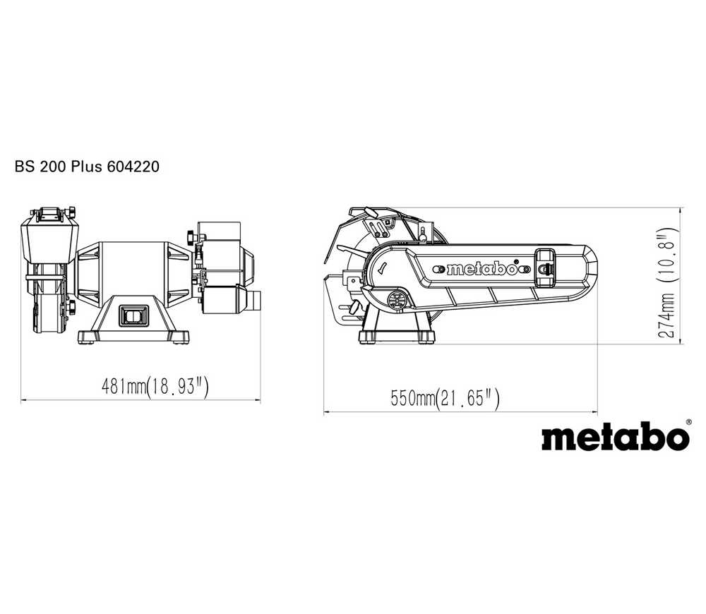 Polizor de banc cu bandă METABO BS 200 Plus 600w 200mm photo 6