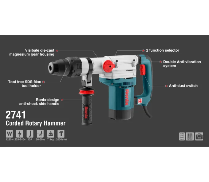 Ciocan rotopercutor RONIX 2741 1250w SDS-Max-10