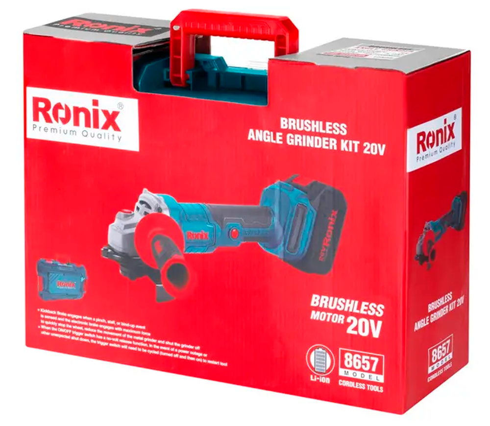 Угловая шлифмашина аккумуляторная RONIX 8657 125мм 20В 4Ач photo 2