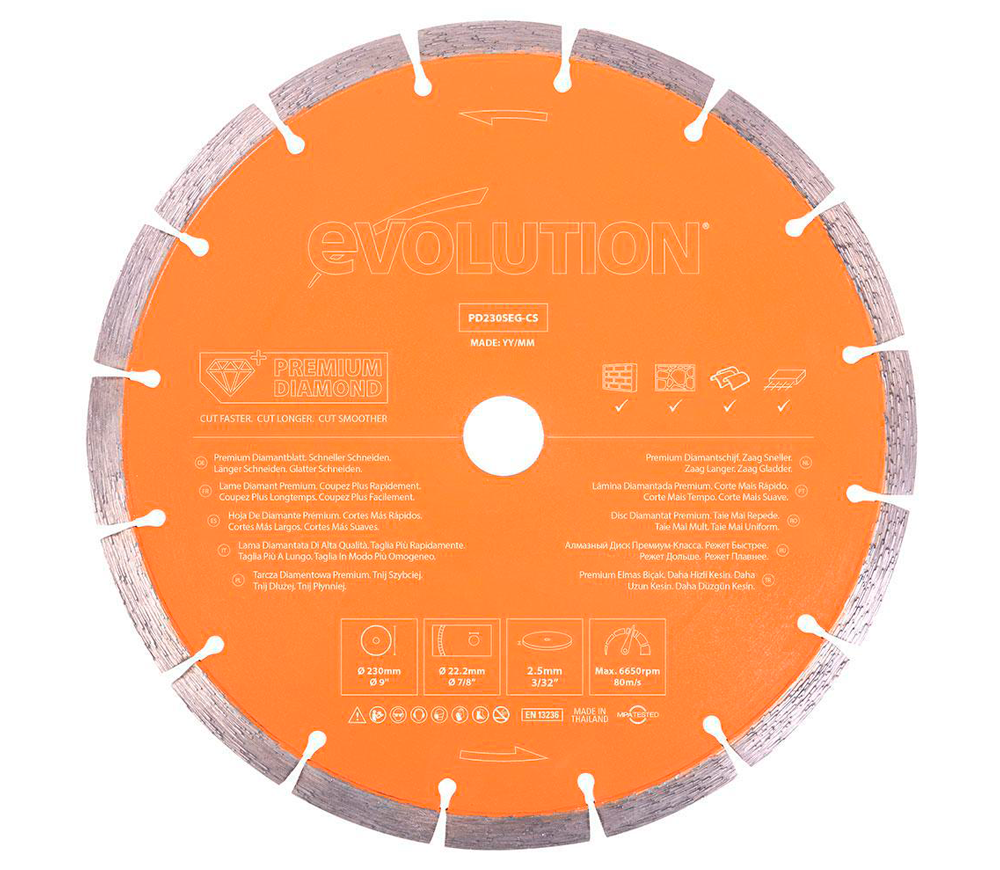 Disc de tăiat cu diamant EVOLUTION PD230SEG-CS 22,2 230mm Segmentat Beton photo