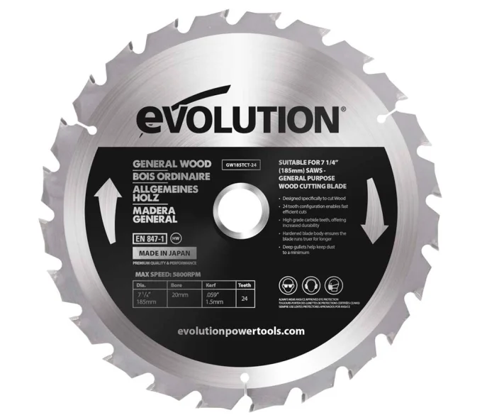 Disc pentru fierastrau electric EVOLUTION GW185TCT-24 185mm 1.5mm-1