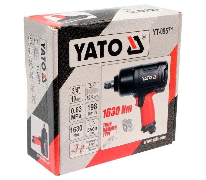 Пневматический ударный гайковерт YATO YT09571 1630Нм 5500об/мин-4