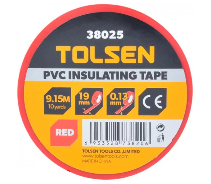 Bandă izolantă Tolsen 38025 PVC Roșu 9.15m 19mm-2