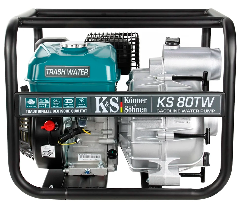 Мотопомпа бензиновая Könner&Söhnen KS80TW 66000л/ч 7лс photo 1