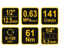 Cheie pneumatica cu clichet Vorel VOR81117 1/2" 68Nm 160rot/min-5