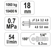 Пневматический заклёпочник YATO YT36171 2.4-5мм 7бар-4