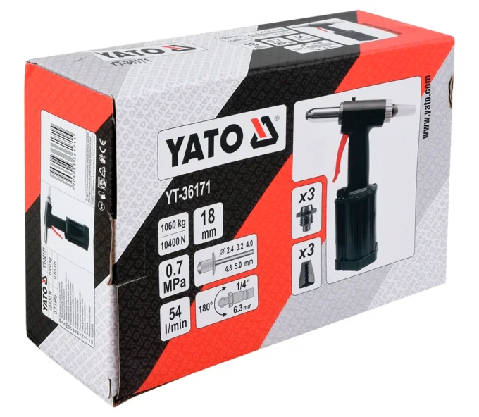 Пневматический заклёпочник YATO YT36171 2.4-5мм 7бар-6