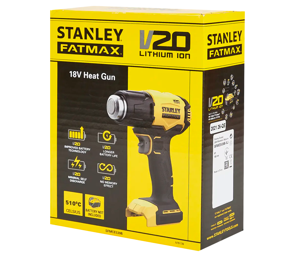Suflantă de aer cald cu acum. (fără bat) STANLEY SFMCE530B-XJ  510°C photo 5