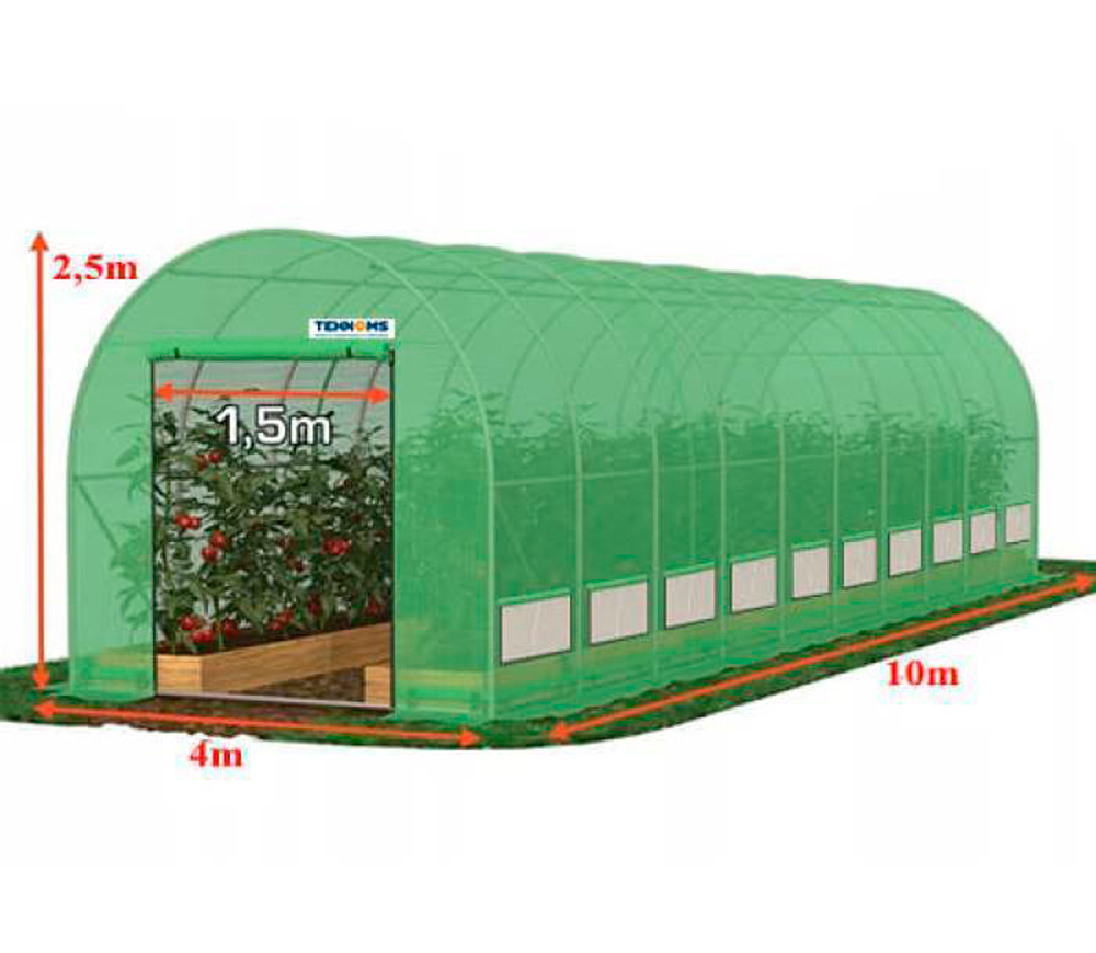 Seră arcuită TEHNO-MS 10x4x2.5 m 40m² Verde photo