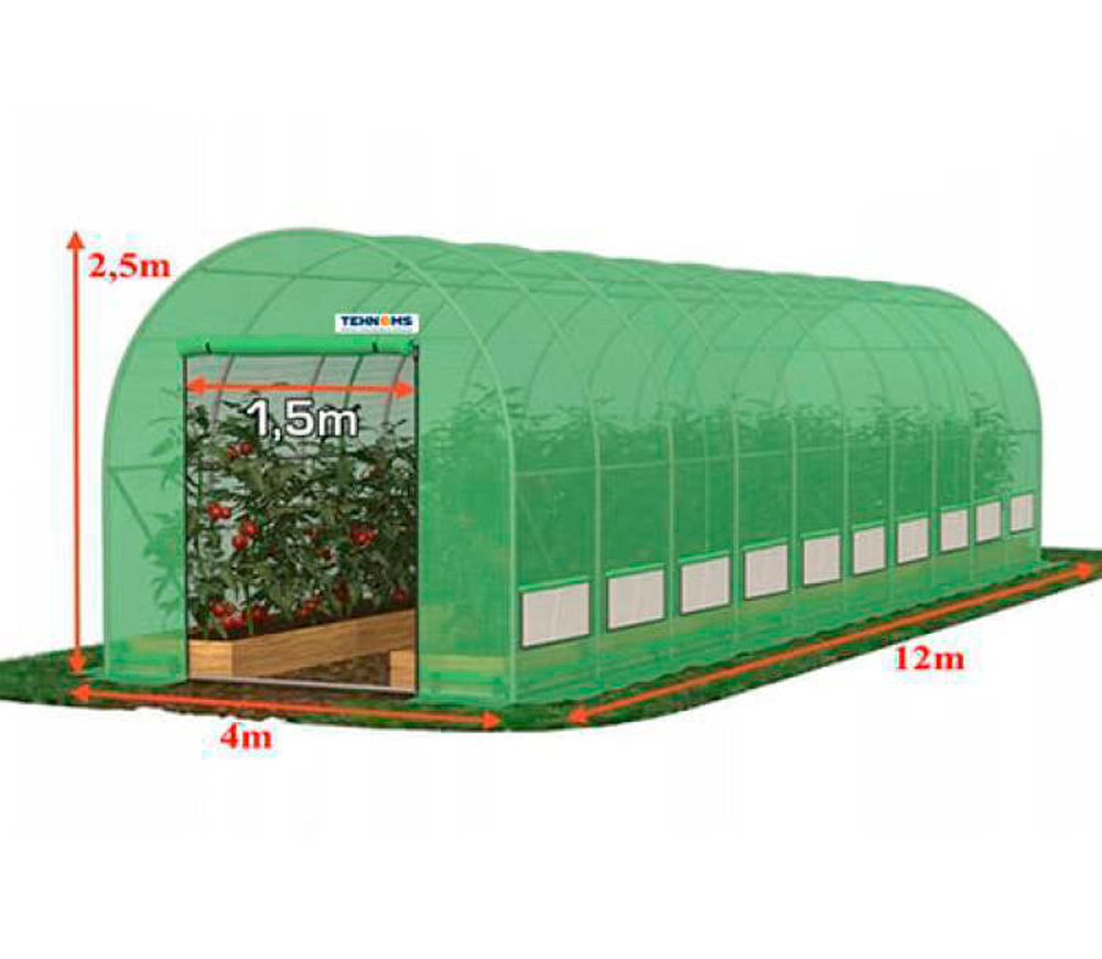 Seră arcuită TEHNO-MS 12x4x2.5 m 48m² Verde photo