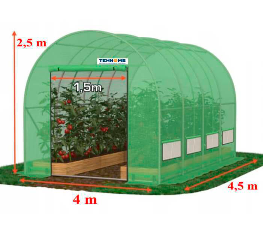 Seră arcuită TEHNO-MS 4.5x4x2.5 m 18m² Verde photo