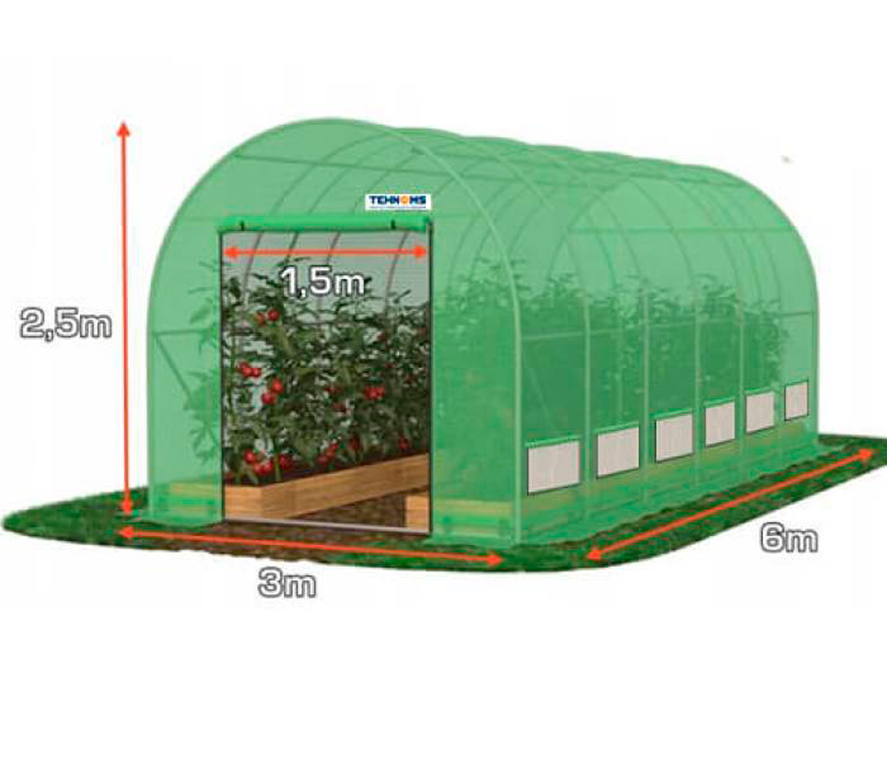 Теплица арочная TEHNO-MS 6x3x2.5 м 18м² Зелёная photo