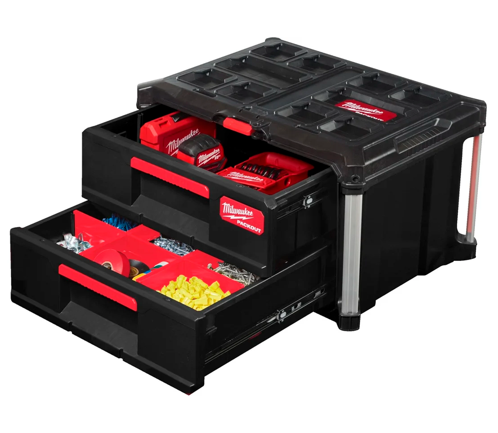 Sertar cu 2 compartimente glisante MILWAUKEE PACKOUT Drawer Tool Box Plastic photo 1