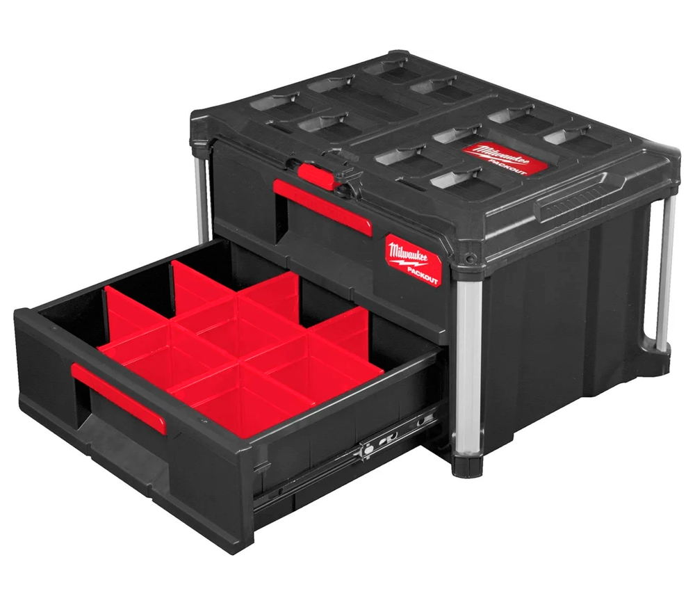 Sertar cu 2 compartimente glisante MILWAUKEE PACKOUT Drawer Tool Box Plastic photo 3