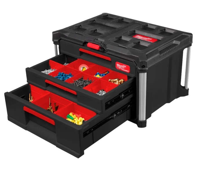 Ящик с выдвижными отсеками MILWAUKEE PACKOUT 2+1 Пластик-5