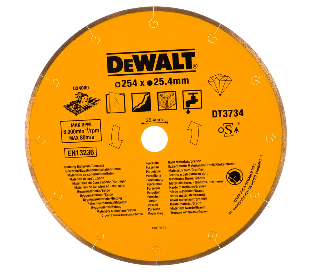 Disc de tăiat cu diamant DEWALT DT3734 254mm Segmentat Piatră photo