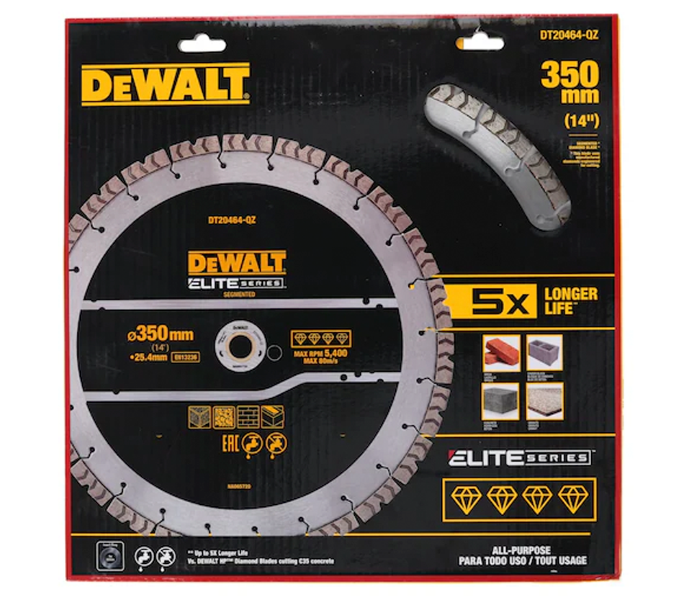Disc de tăiat cu diamant DEWALT DT20464 355mm Segmentat Beton/Piatră/Cărămidă photo 0