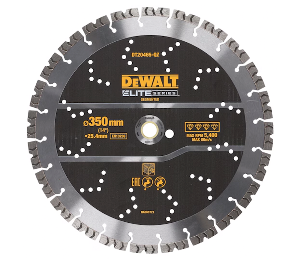 Disc de tăiat cu diamant DEWALT DT20465 350mm Segmentat Beton photo