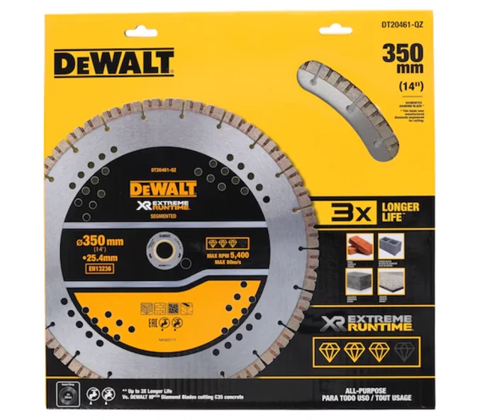 Disc de tăiat cu diamant DEWALT DT20461 350mm Segmentat Beton/Piatră/Cărămidă-2