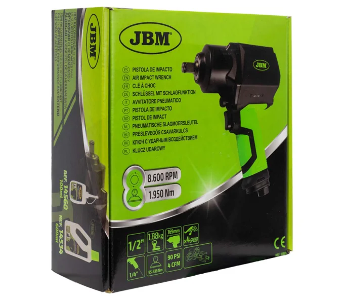 Mașină de înșurubat cu impact pneumatică JBM-53689 1950Nm 8600rot/min-8