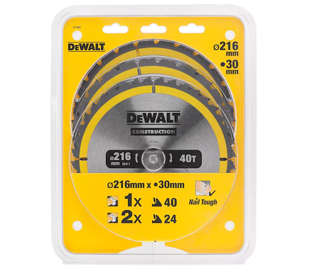 Набор пильных дисков 3 шт. DEWALT DT1962 216мм 2.6мм photo 0