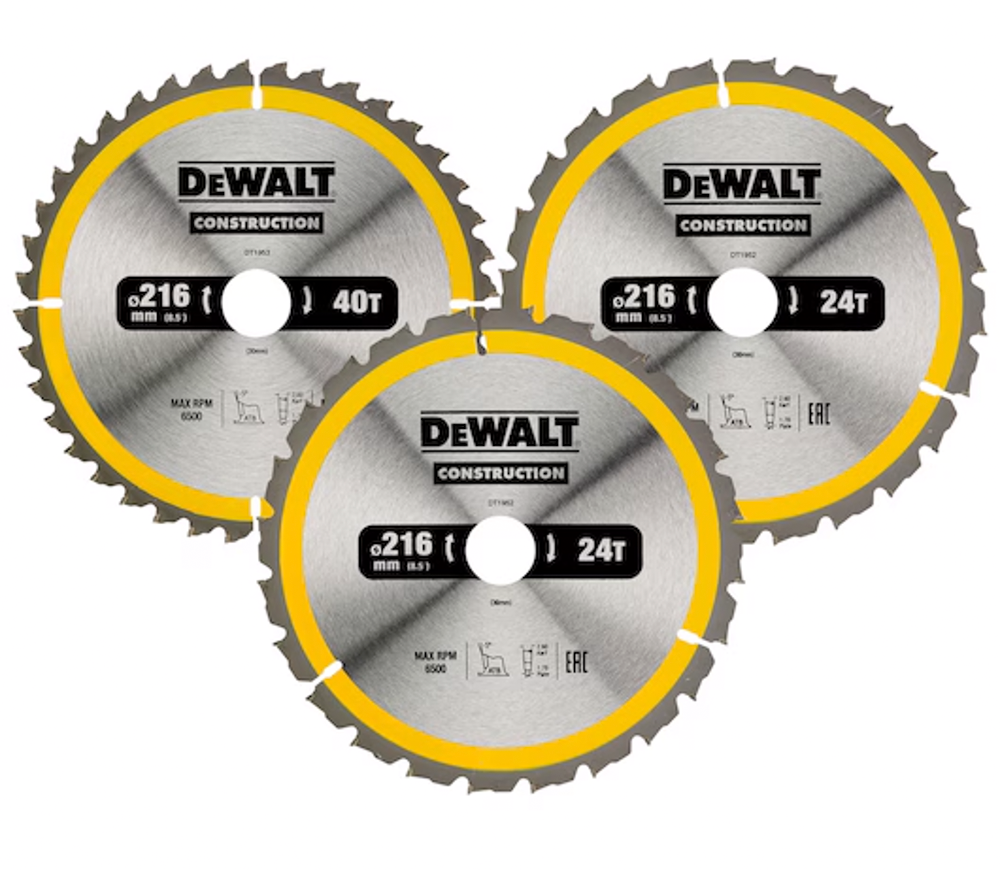 Набор пильных дисков 3 шт. DEWALT DT1962 216мм 2.6мм photo