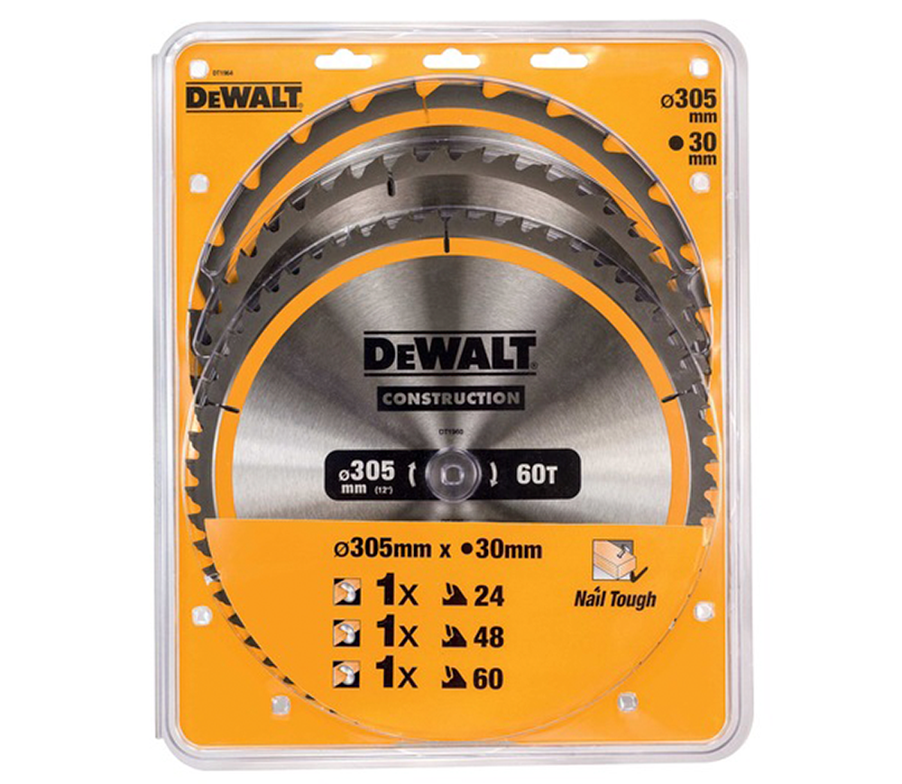 Набор пильных дисков 3 шт. DEWALT DT1964 305мм 2мм photo 0