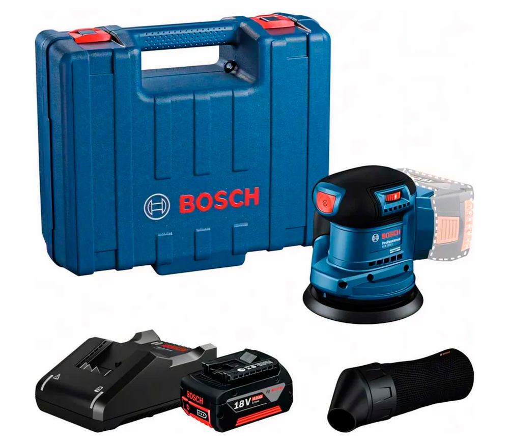 Шлифмашина эксцентриковая аккумуляторная BOSCH GEX 185-LI PROF 125мм 18В 4Ач photo 1