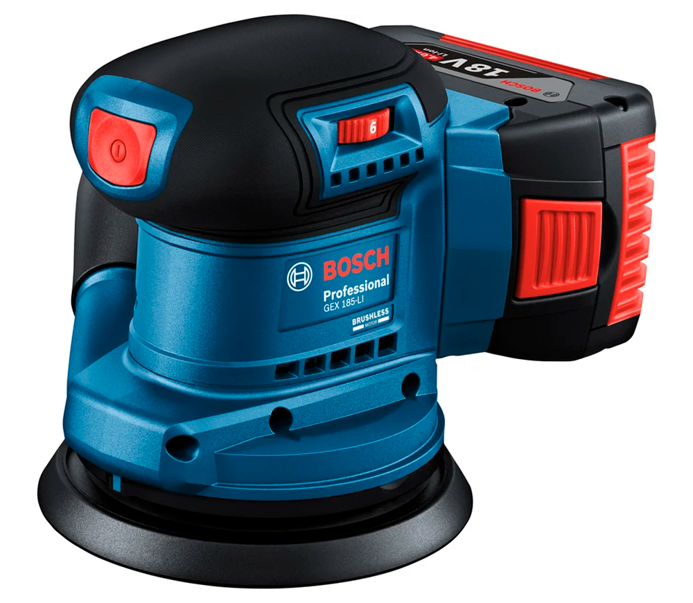 Шлифмашина эксцентриковая аккумуляторная BOSCH GEX 185-LI PROF 125мм 18В 4Ач photo