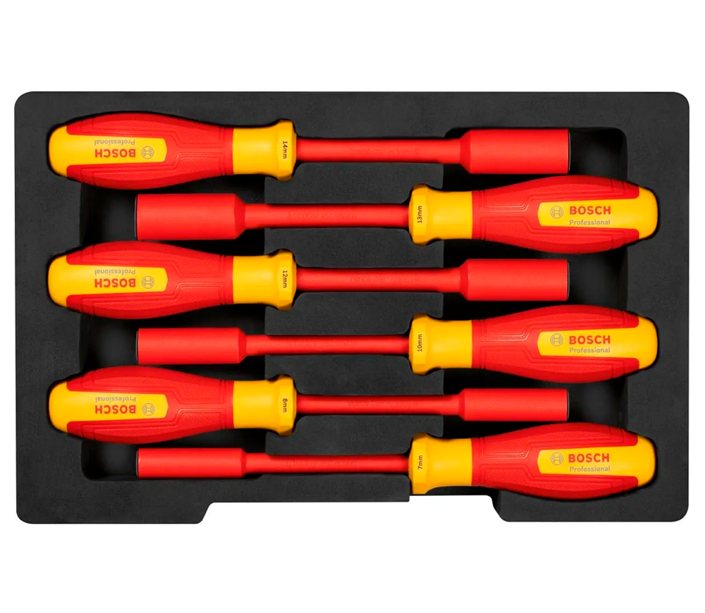 Set de șurubelnițe tubulare 6 buc de electrician BOSCH VDE 1600A02NF3 7-14mm photo 1