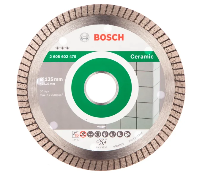 Disc de tăiat cu diamant BOSCH Ceramic Extraclean 2608602479 125mm Turbo Ceramică-1
