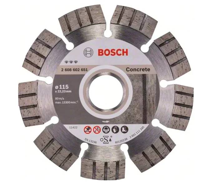 Disc de tăiat cu diamant BOSCH Best for Concrete 2608602651 115mm Segmentat Beton/Piatră/Cărămidă-1