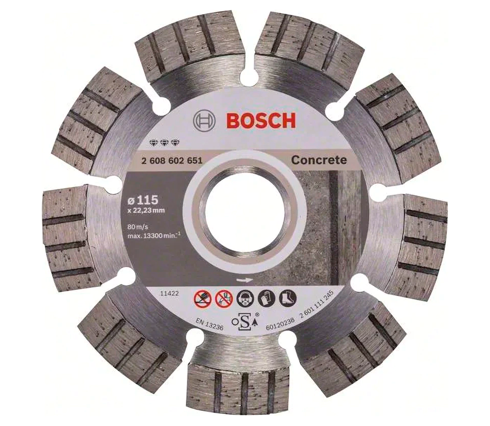 Алмазный отрезной диск BOSCH Best for Concrete 2608602651 115мм Сегментированный Бетон/Камень/Кирпич photo