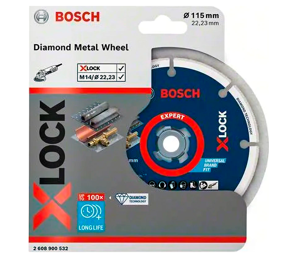 Алмазный отрезной диск BOSCH X-LOCK 2608900532 115мм Сегментированный Металл photo 1