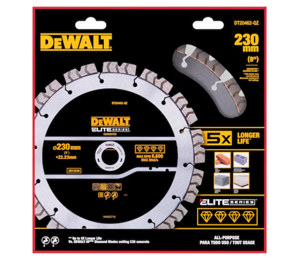 Алмазный отрезной диск DEWALT DT20462-QZ 230мм Сегментированный Бетон/Камень/Кирпич photo 0