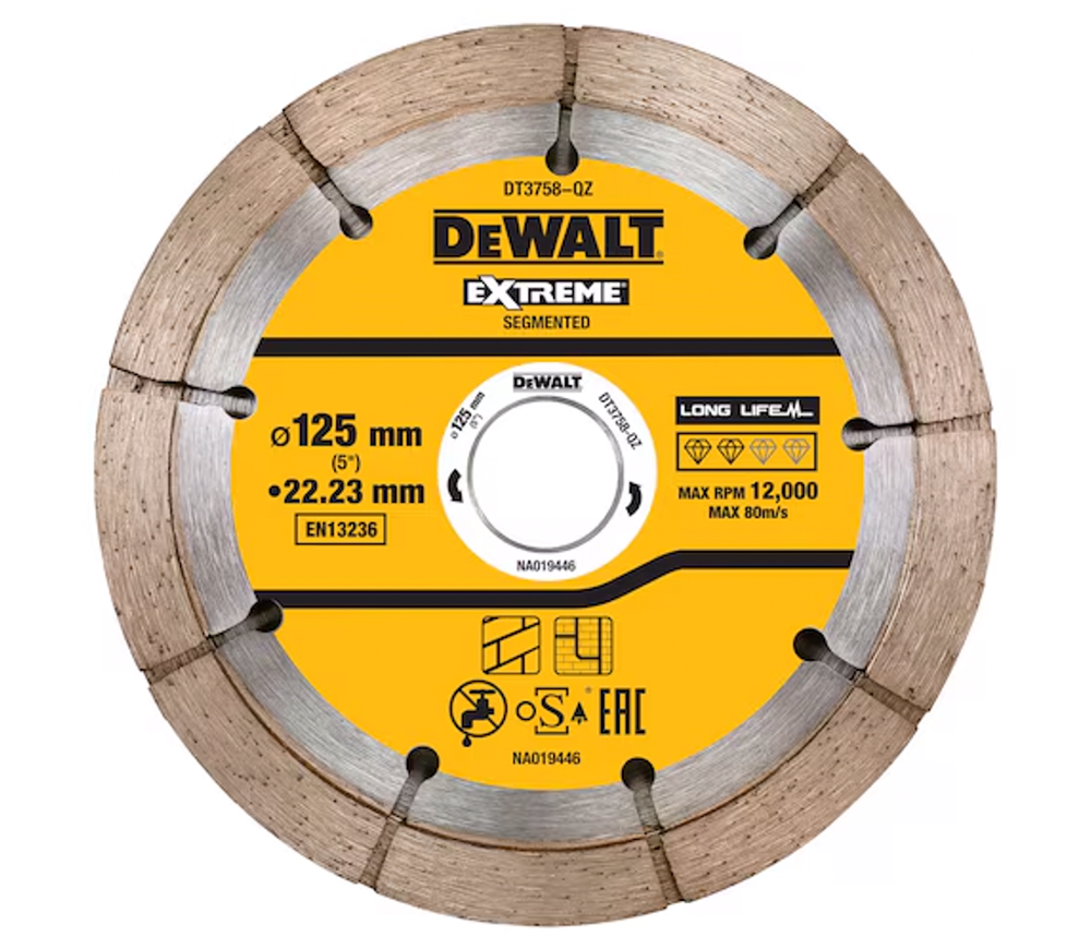 Алмазный отрезной диск DEWALT DT3758-QZ 125мм Двойной сегментированный Бетон photo