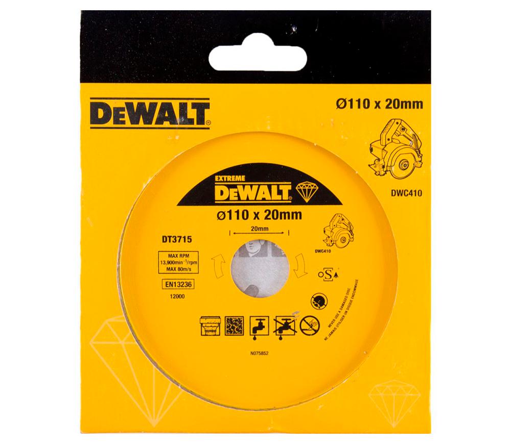 Алмазный отрезной диск DEWALT DT3715 110мм Сплошной Мрамор/Гранит photo 0