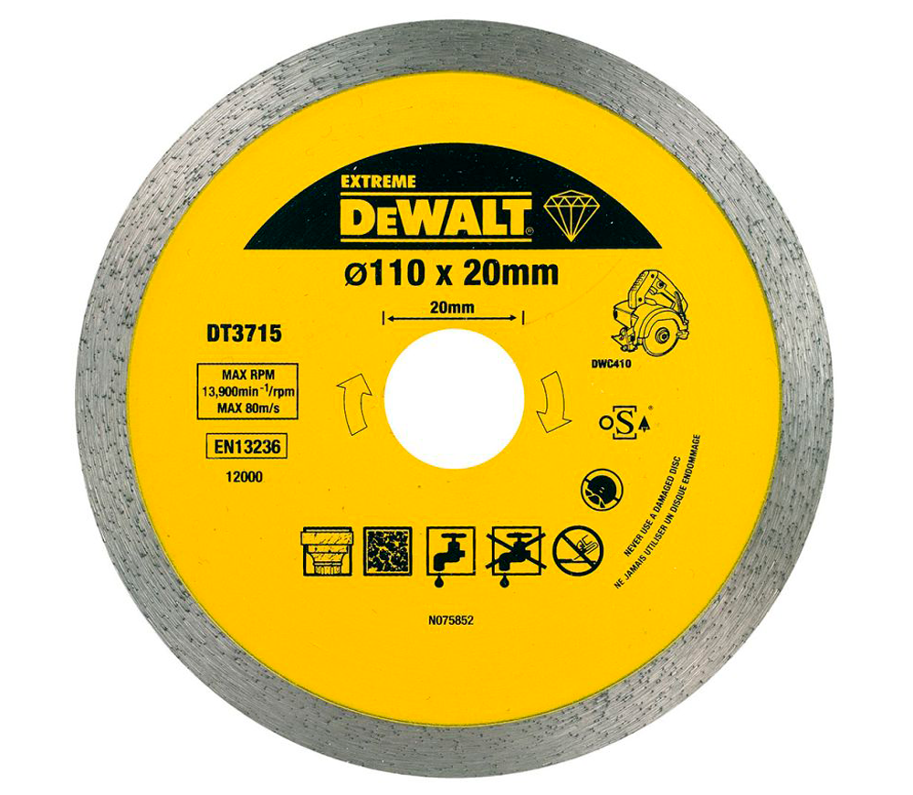 Алмазный отрезной диск DEWALT DT3715 110мм Сплошной Мрамор/Гранит photo