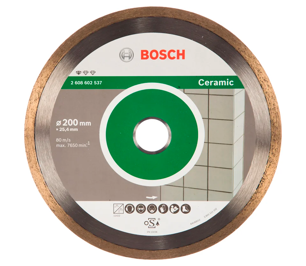 Disc de tăiat cu diamant BOSCH Professional for Ceramic 2608602537 200mm Solid Ceramică photo
