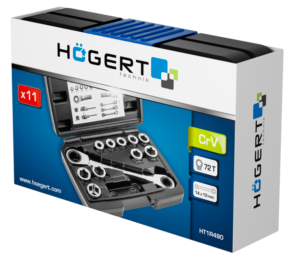 Накидной ключ c насадками HOEGERT HT1R490 8-19мм photo 2