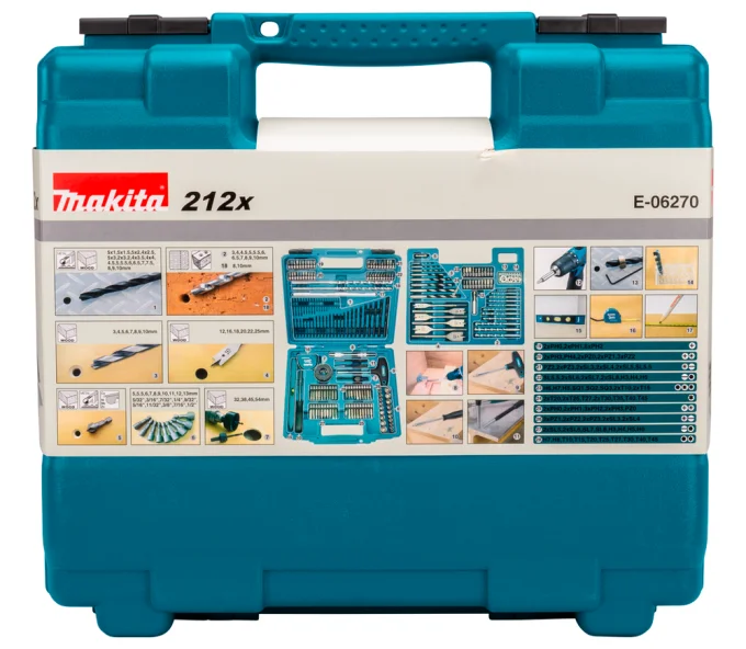 Set burghiuri, biți și carote 212 buc MAKITA E-06270 3-54mm HSS-8